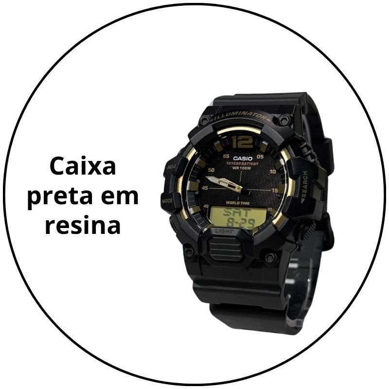 relogio de pulso casio standard analogico digital hdc 700 1avdf sc preto fosco dourado descricao 3