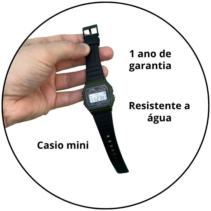 relogio de pulso casio mini vintage digital f 91wm 3adf verde preto descricao 3